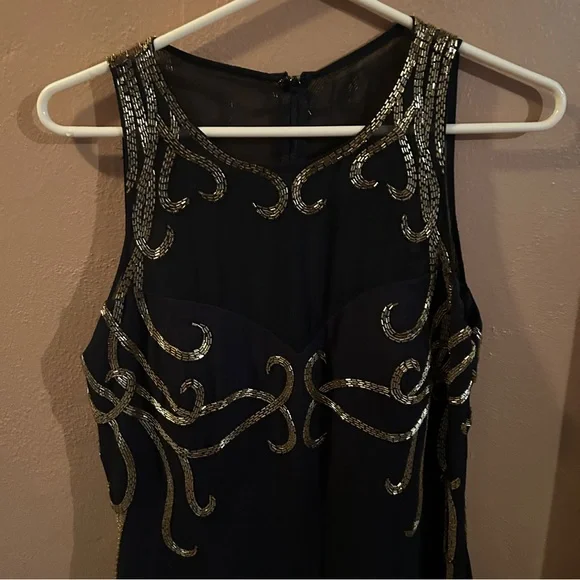 Alyce Designer Black w Gold Maxi Dress - Picture 2 of 7